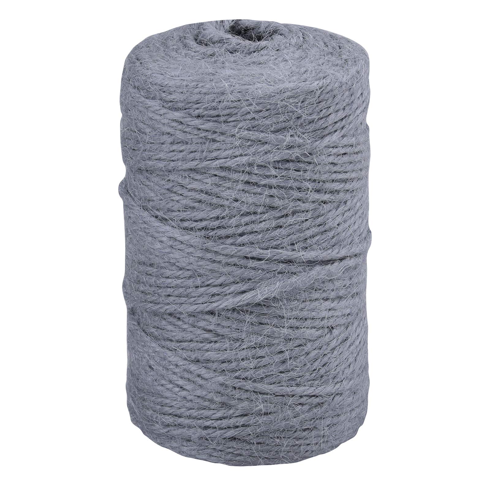 jijAcraft 100M Jute Twine String,Grey Garden String for Crafts Gift Packaging Decoration(2MM)