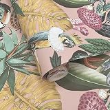 Holden Decor Wonderland Tropical Exotic Animals Blush Pink Wallpaper view 2