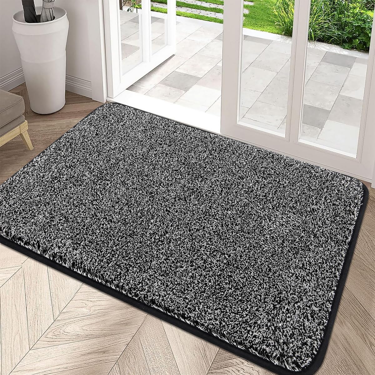 Pauwer Doormat Non Slip Indoor Barrier Mats Rubber Backing Super Absorbent Entrance Rug Durable Inside Dirt Trapper Mats(80X120cm, Black) — image 1