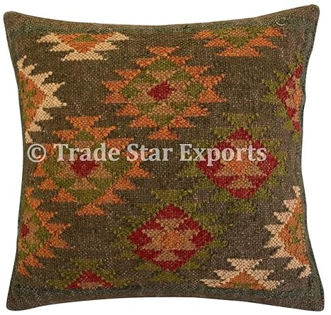 Buy Trade Star 18x18 Inches Indian Rag Rug Cushion Cover For Home