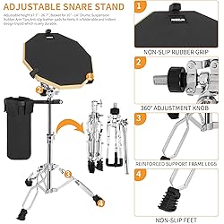 AKOZLIN Drum Pad Stand Set with 12'' Double Sided