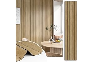 STICKEEP 3D Brown Wood Panels for Walls 120" x 12" Acoustic Slat Wall Paneling Peel and Stick Wood Panels Self Adhesive Flexible Wooden Slat Wallpaper for Bedroom Living Room Wall Decor Ceiling