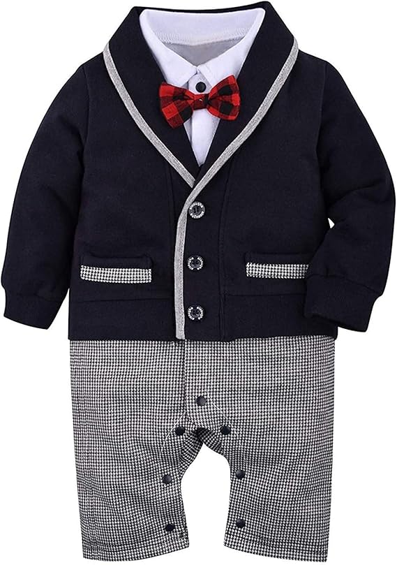 Amazon Co Jp ベビーフォーマル 赤ちゃん セレモニー ロンパース 男の子 結婚式服 お食い初め お宮参り ベビー フォーマル 蝶ネクタイ 長袖 ベスト 重ね着風 おしゃれ 男の子スーツ 初節句 出産祝い 七五三 結婚式 子供服 紳士風 キッズ 誕生日 入園式 6ヶ月 4歳 服