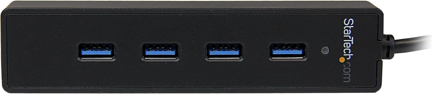 StarTech 4-Port USB 3.0 Hub with Built-in Cable - SuperSpeed Laptop USB Hub - Portable USB Splitter - Mini USB Hub (ST4300PBU3), Black: Computers & Accessories