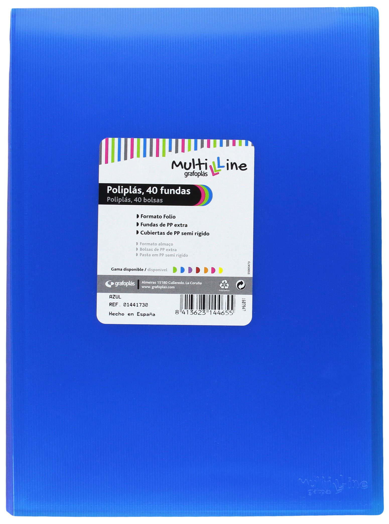 grafoplas 1441730 – 40 Pockets Folder Foolscap, Tapas, PP Blue