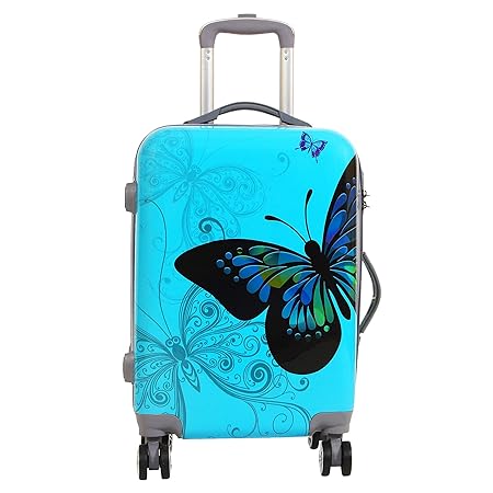 Tramp & Badger Polycarbonate 20inch Multicolour 360 Rotating Wheels Butterfly Printed Non-Breakable Trolley Bag