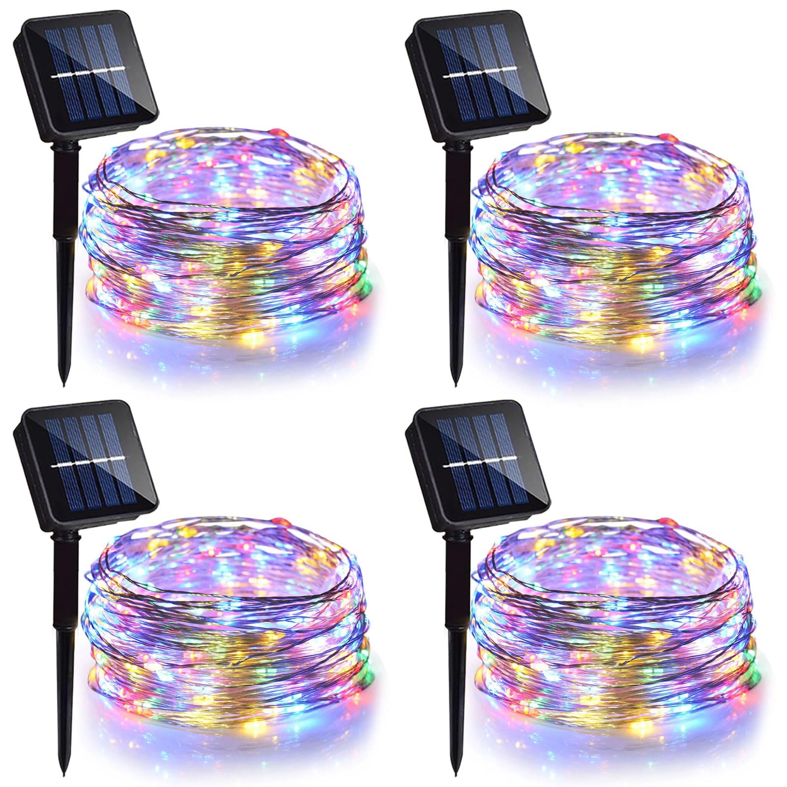 ZAIYW 4 Pack Solar Fairy Lights Total 40M 400 LED, Solar String Lights Outdoor with 8 Modes, Waterproof Silver Wire Solar Garden Lights for Garden Patio Party Weding Decorations (Multicolor)