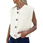 PRETTYGARDEN Women's Summer Sweaters Vest 2025 Sleeveless Button Down Cropped Pockets Chunky Knit Cardigan Trendy Tank Tops