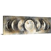 RnnJoile Moon Canvas Wall Art Decor Moon Phase Picture Posters Astrology Space Scene Painting Prints for Modern Home Office Decorations Vintage Framed Giclee Artwork Ready to Hang 16