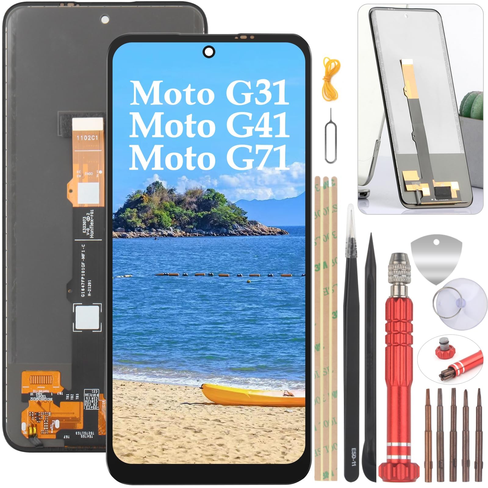 YHX-OU 6.4 Inch Black TFT Display for Motorola Moto G31 XT2173-3 Moto G41 XT2167-2 ​Moto G71 5G ​LCD Display Touchscreen Replacement Screen with Tools