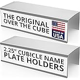 The Original Over the Cube - Quality Aluminum, Changeable Cubicle Nameplate Holder, Satin Silver Base, and Silver Name Plate Holder, (3" Cubicle Wall Depth) Made in The USA