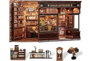 Cutefun Book Nook Kit, DIY Miniature Dollhouse Booknook Kit for Adults and Teens, Tiny House Bookshelf Insert Decor with LED 