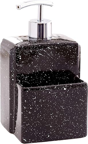 Soap Dispenser with Sponge Holder - Kitchen Sink Caddy Accessory - Black by The Lakeside Collection