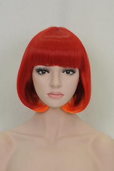 Beauty Smooth Hair Bob Style Frauen Kurz Cosplay Rot Und Orange Volles Haar Perucken Lj2028
