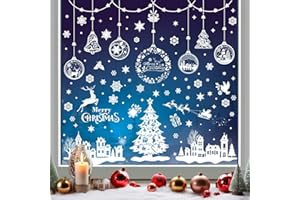 Christmas Window Clings, 244pcs Christmas Snowflake Stickers for Glass, Most Popular Winter Decorations Holiday Snowflake Dec