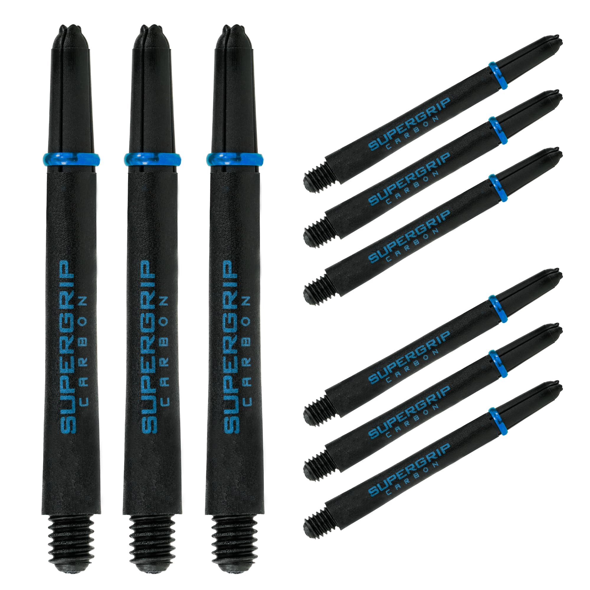 Harrows Darts 3 x Sets of SuperGrip Carbon Dart Stems - 9 Dart Shafts in Total - Available in 3 sizes - Tough Carbon Composite - Medium Aqua
