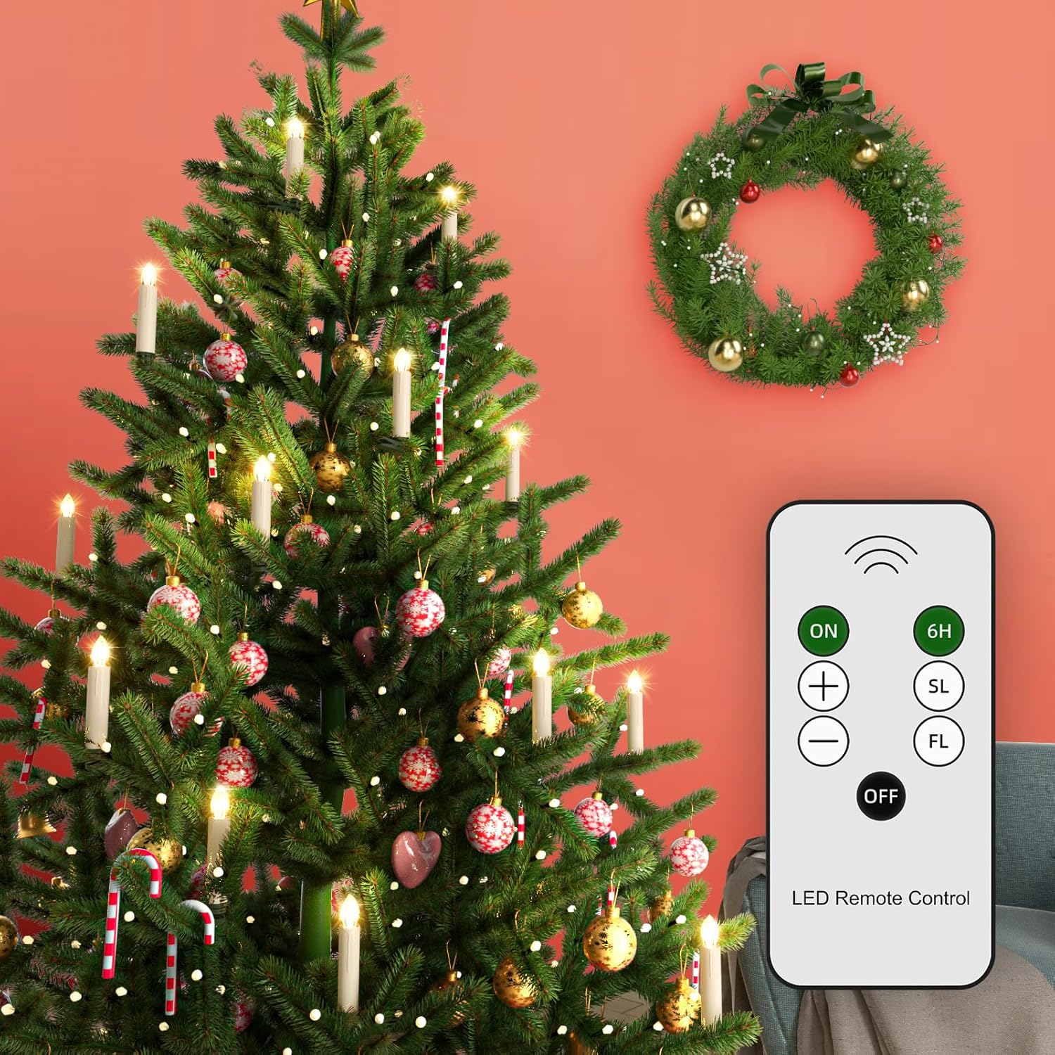 Lighting - Annxrenn Flameless LED Taper Candles Lights - 10Pcs Christmas Taper Candles Dripless LED Window Candles with Remote Timer/Clips Battery Operated Candles for Halloween Thanksgiving Decor