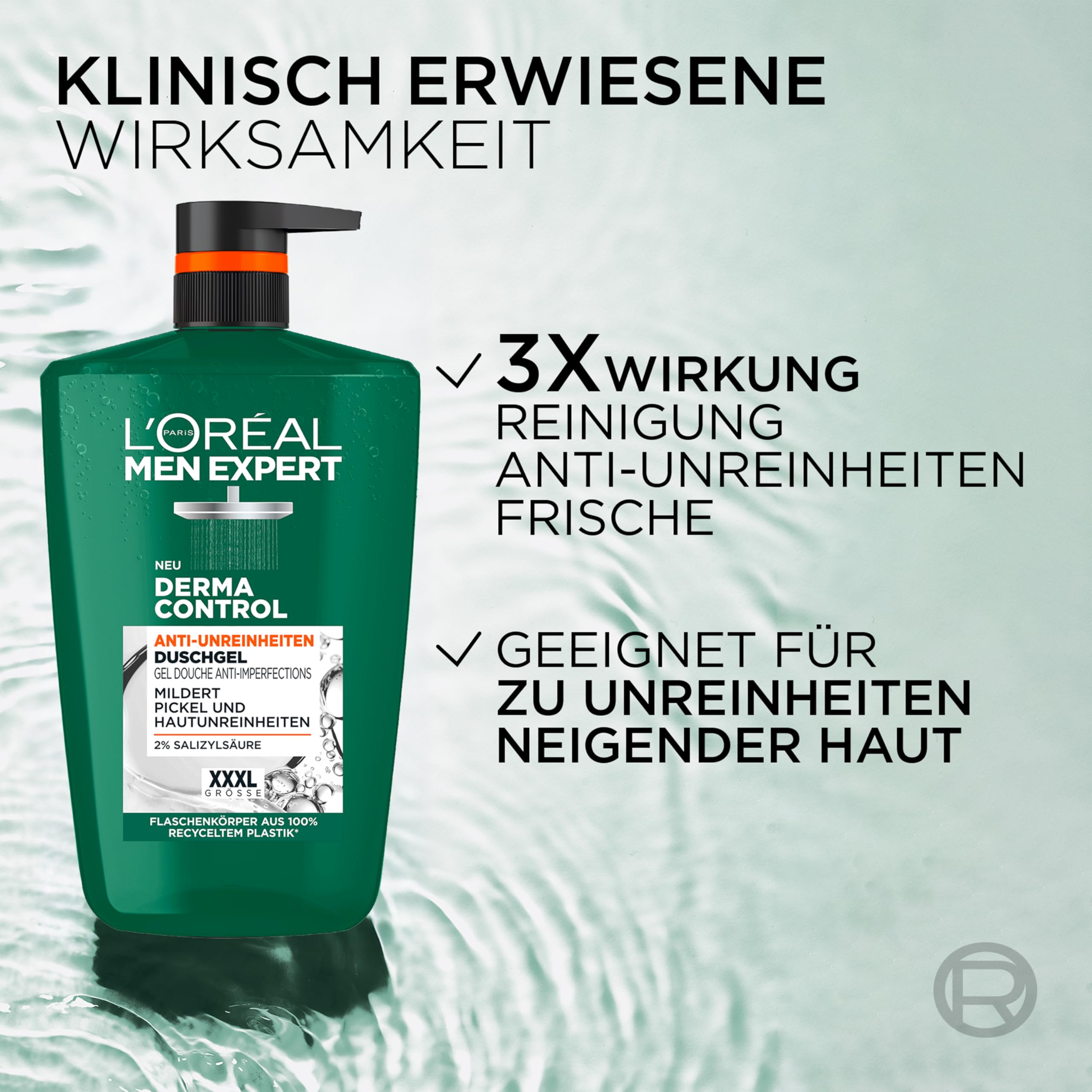 L'Oréal Men Expert XXXL Duschgel und Shampoo für Männer, Duschbad zur Reinigung von Körper, Haar und Gesicht, Herren Körperpflege für zu Unreinheiten neigende Haut, Derma Control, 1 x 1000 ml 3