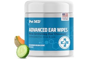 Pet MD Cat and Dog Ear Cleaner Wipes - Advanced Otic Veterinary Ear Cleaner Formula - Dog Ear Infection Treatment - 100 Count