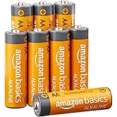 Amazon Basics 8-Pack AA Alkaline High-Performance Batteries, 1.5 Volt, 10-Year Shelf Life
