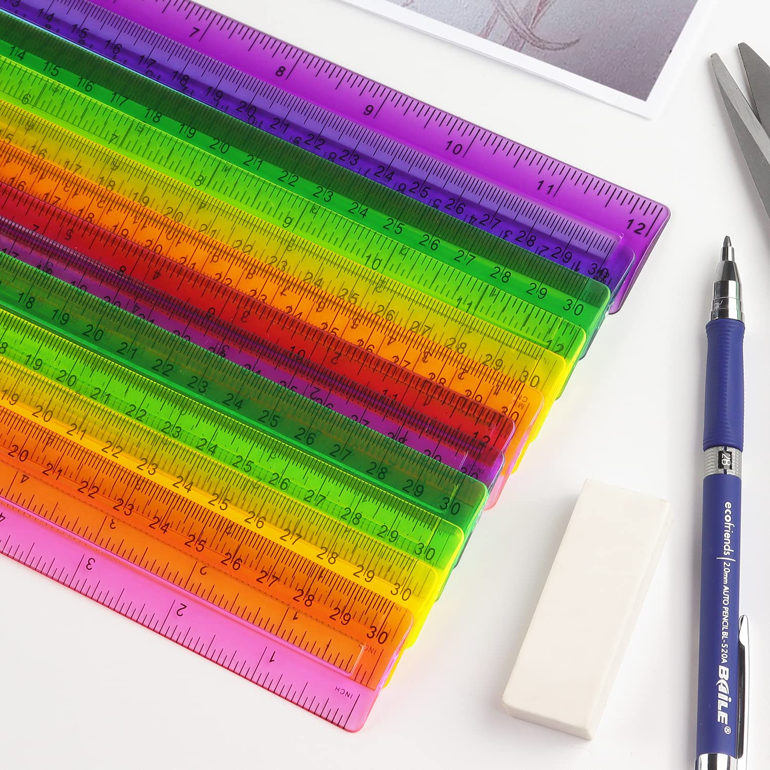 Mua ZZTX 12 Pack Color Transparent Ruler Plastic Rulers, Metric Bulk ...