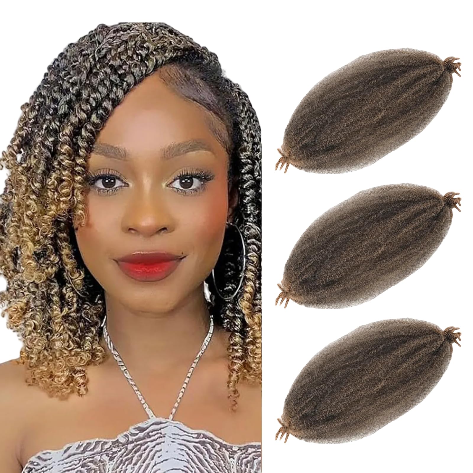 Afro Twist Braiding Hair 24 Inch 3 Packs Pre Separated Springy Marley Braids for Faux Locs Crochet Hair Pre FluffedTwist Extensions