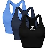 ODODOS 3-Pack Seamless Racerback Crop Tank for Women Ribbed Knit Soft Crop Tops