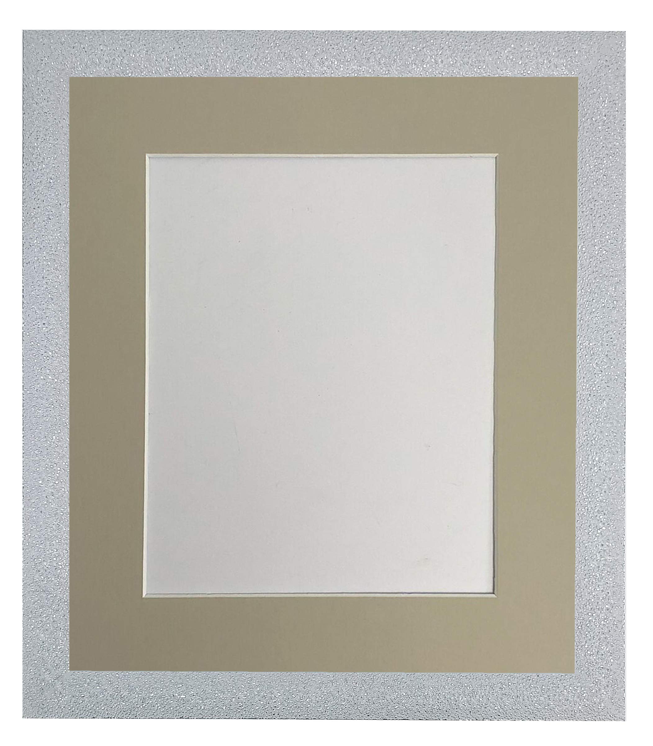 FRAMES BY POST Glitz White Picture Photo Frame with Light Grey Mount 10 x 8 Image Size 8 x 6 Inch Plastic Glass