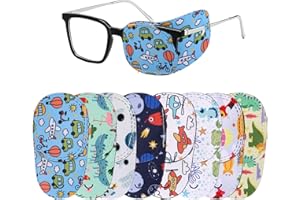 8pcs Eye Patches for Kids Glasses, 10x5cm/4x2in Polyester 8 Styles Fun Colorful Reusable Cartoon Pattern Kids Eye Glasses Cov