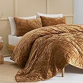 Wonderful Luxury Velvet Caramel Quilt Set, King Diamond Stitch Pattern Bedding,Lightweight Ultra-Soft Skin-Friendly,All-Season,Versatile as Comforter/Bedspread for Adults Teens Kids Bedroom,106"x94"