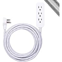 GE Designer Extension Cord with Surge Protection, Braided Power Cord, 15 ft, 3 Grounded Outlets, Flat Plug, Premium, UL…