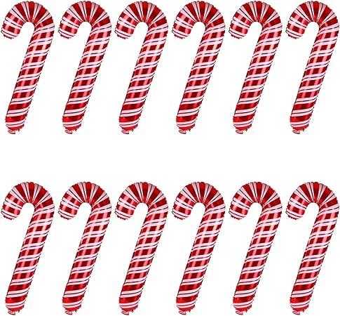 Amazon Gwhole クリスマス バルーン キャンディーケイン 杖 ステッキ クリスマス デコレーション イベント 店舗ディスプレイ 12枚セット 風船 バルーン おもちゃ