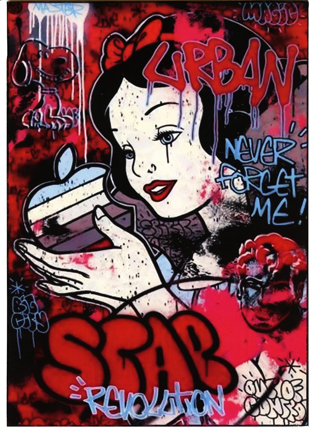 Vintage Style Pop Art Street Art Series Snow White (Snow White) Print on Wood 30 x 21 cm