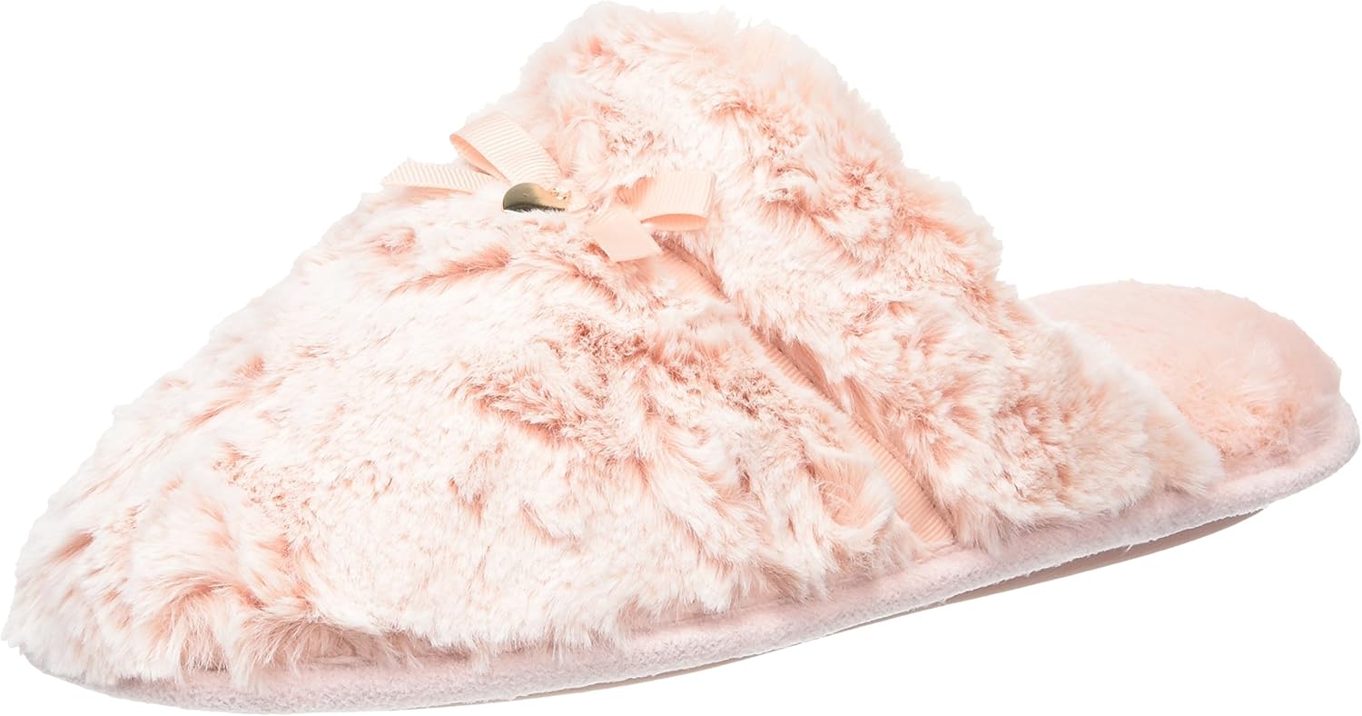 pink fluffy mule slippers