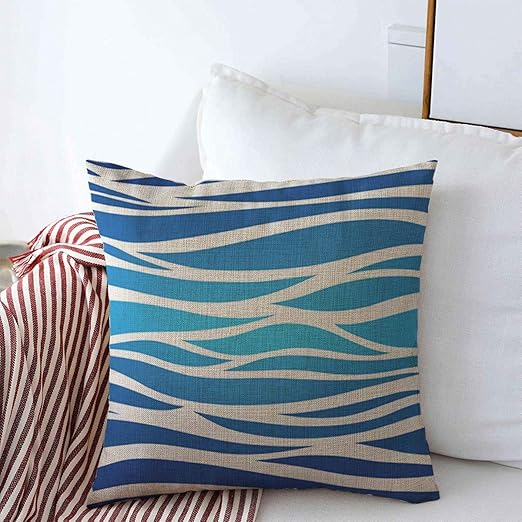 Throw Pillow Covers 20" x 20" Line Blue Wave Water Pattern
