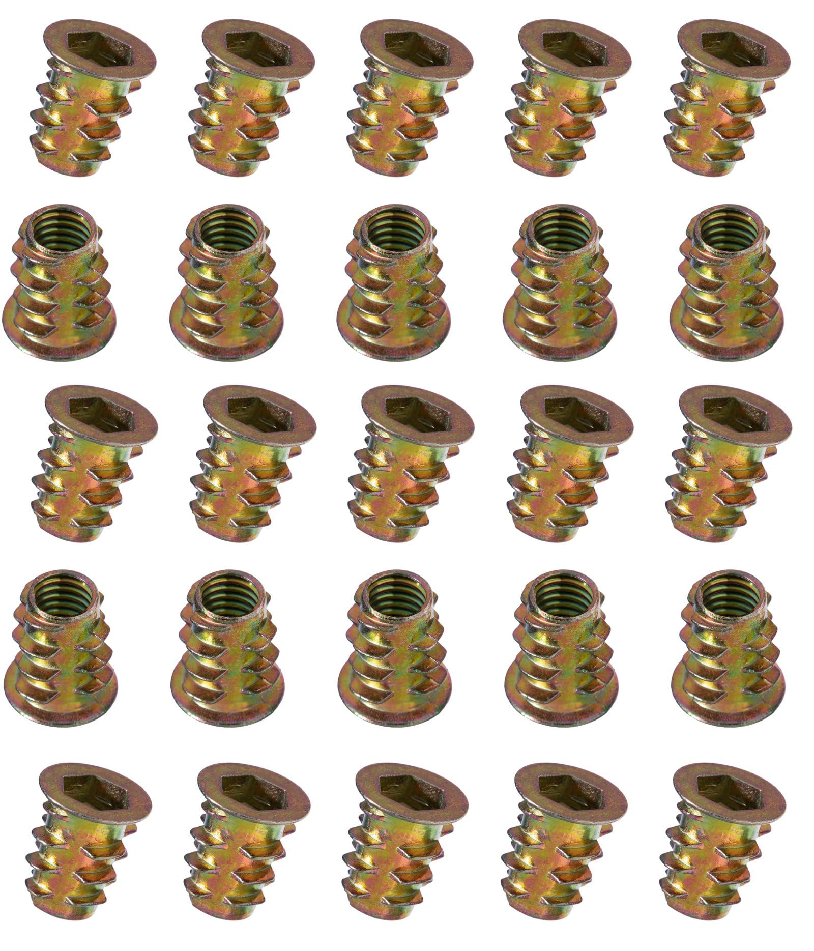 YoiYee M6 x 13mm Wood Insert Hex Socket Nuts - Threaded Flanged Hex Socket Nut Insert for Wood Furniture, DIY Projects - 25 Pack — image 1