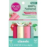 eos 100% Natural &amp; Organic Lip Balm Sticks- Strawberry Sorbet, Vanilla Bean, Sweet Mint &amp; Pomegranate Raspberry, Lip Care Products, 0.14 oz, 4-Pack