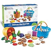 Learning Resources New Sprouts Deluxe Market Set, Play Food, Grocery Play Toy, 32 Piece Set, Ages 2+ (LER9725)