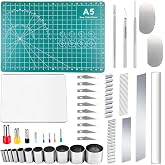Yayatty Polymer Clay Tools, Acrylic Clay Roller, Acrylic Sheet, Rotary Cutting Mat, Round Polymer Clay Cutters with Clay Slicer Blade for Pottery and Sculpture (43 PCS)