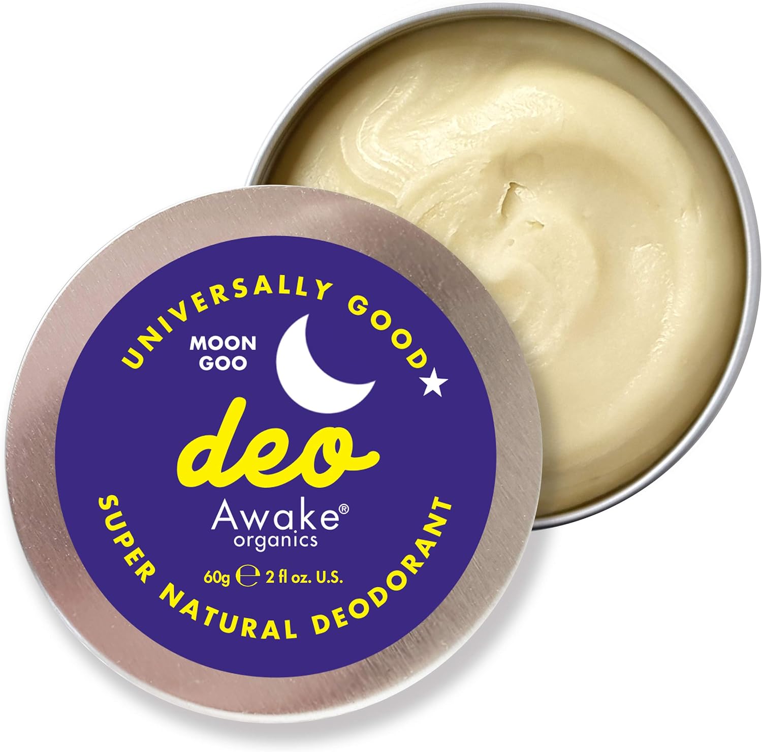 Awake Organics DEO, Natural Plastic Free Deodorant Balm, Moon Goo, Lavender & Lemongrass, Aluminium Free