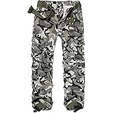 GSGGIG Men's Camo Cargo Pants Cotton Ripstop Outdoor Adventure Wear Casual Hiking Work Pants with Multi Pockets(No Belt)