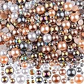 Kikonoke 3900+ Pcs Rhinestones and Pearls Kit, 2-10mm Flatback Gems for Nail Art, Tumbler Decoration, DIY Crafts, 8 Colors Mixed DIY Supplies (Coffee)