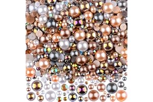 Kikonoke 3900+ Pcs Rhinestones and Pearls Kit, 2-10mm Flatback Gems for Nail Art, Tumbler Decoration, DIY Crafts, 8 Colors Mixed DIY Supplies (Coffee)