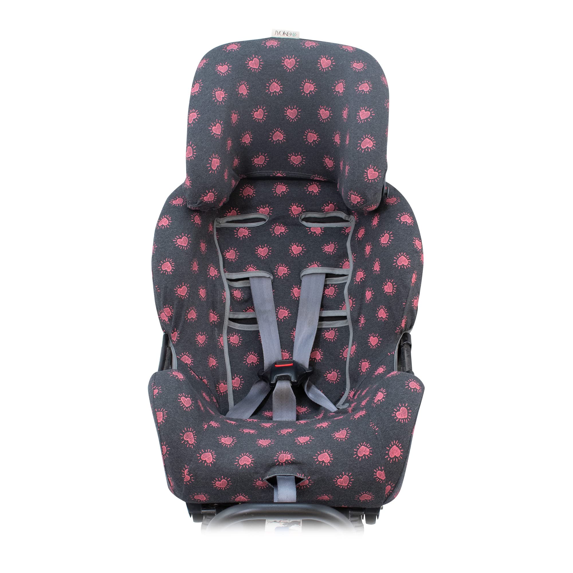JYOKO KIDS Baby car seat cover made cotton compatible with Klippa Kiss 2 and Klippan Plus (Fluor Heart)