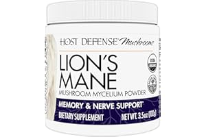 Host Defense Lion's Mane Powder - Brain Health Support Supplement - Mushroom Supplement to Support Focus & Memory Function - Immune & Nervous System Support Supplement - 3.5 oz (66 Servings)*