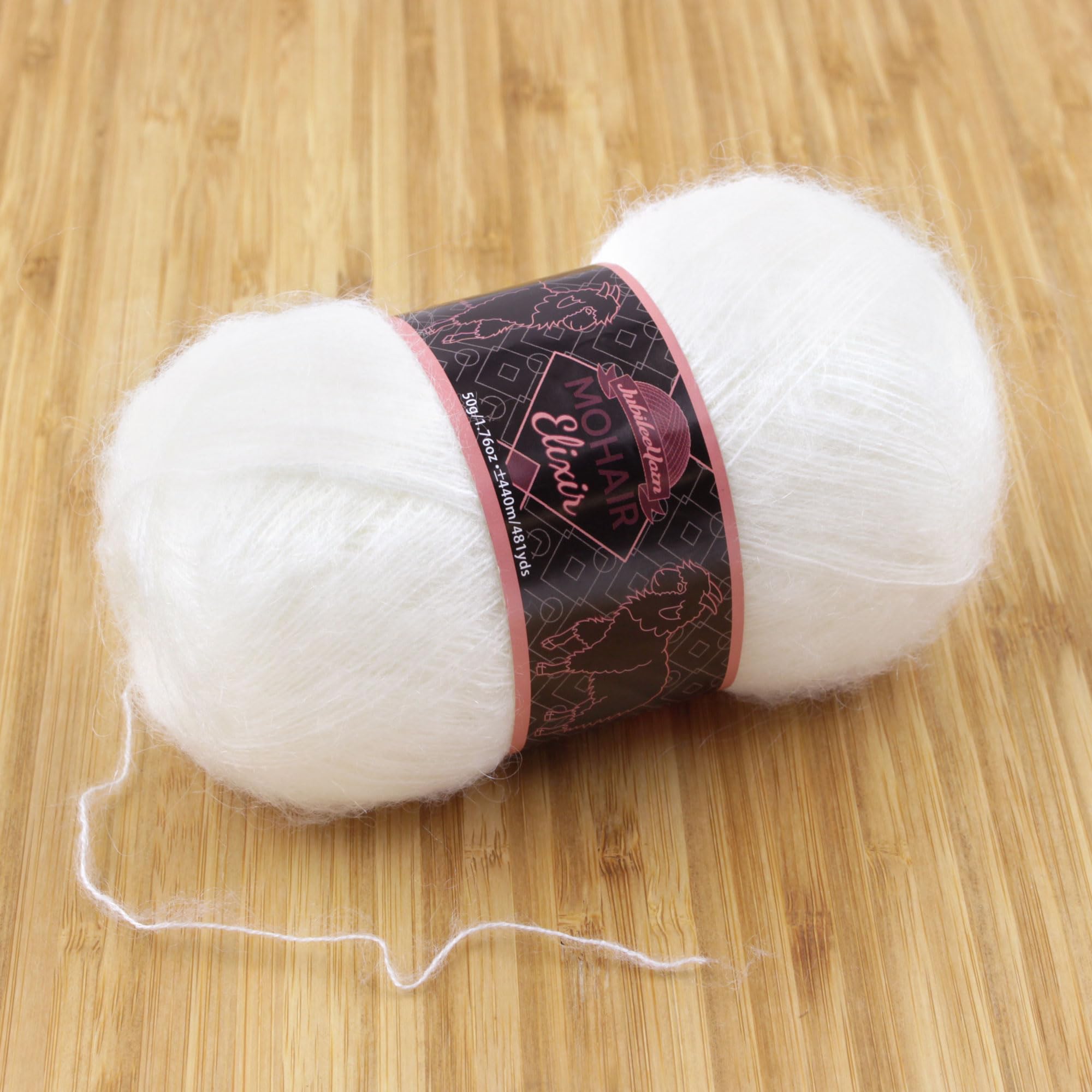 JubileeYarn Mohair Elixir Yarn - 50g/Skein Baby Wool Blend - Piña Colada - 2 Skeins