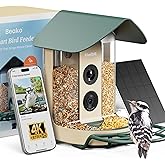 Beako™ Smart Bird Feeder with 4K Camera Solar Powered for Outdoors - UHD Live Stream for Birdwatching, AI Identification 10,000+ Bird Species, Real-Time Motion Detection, Forest Birch