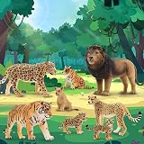 toymany 8pcs Safari Animals Playset Lion Tiger Cheetah Leopard Cubs view 3