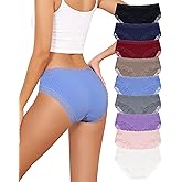 LEVAO Cotton Underwear for Women Lace Cheeky Bikini Panties Full Coverage Soft Stretch Hipster Ladies Briefs 9 Pack S-XL