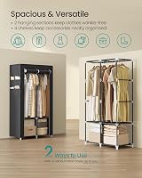 SONGMICS Clothes Wardrobe Portable Closet with 2 Hanging Rails 4 Pockets 167 cm view 4